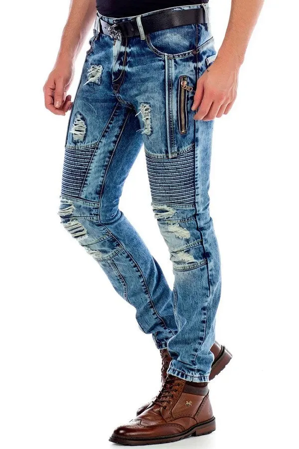 CD464 Herren bequeme Jeans im stylischen Destroyed-Look