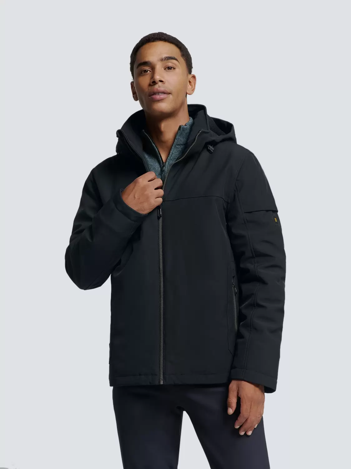 Jacket Short Fit Hooded Softshell Stretch