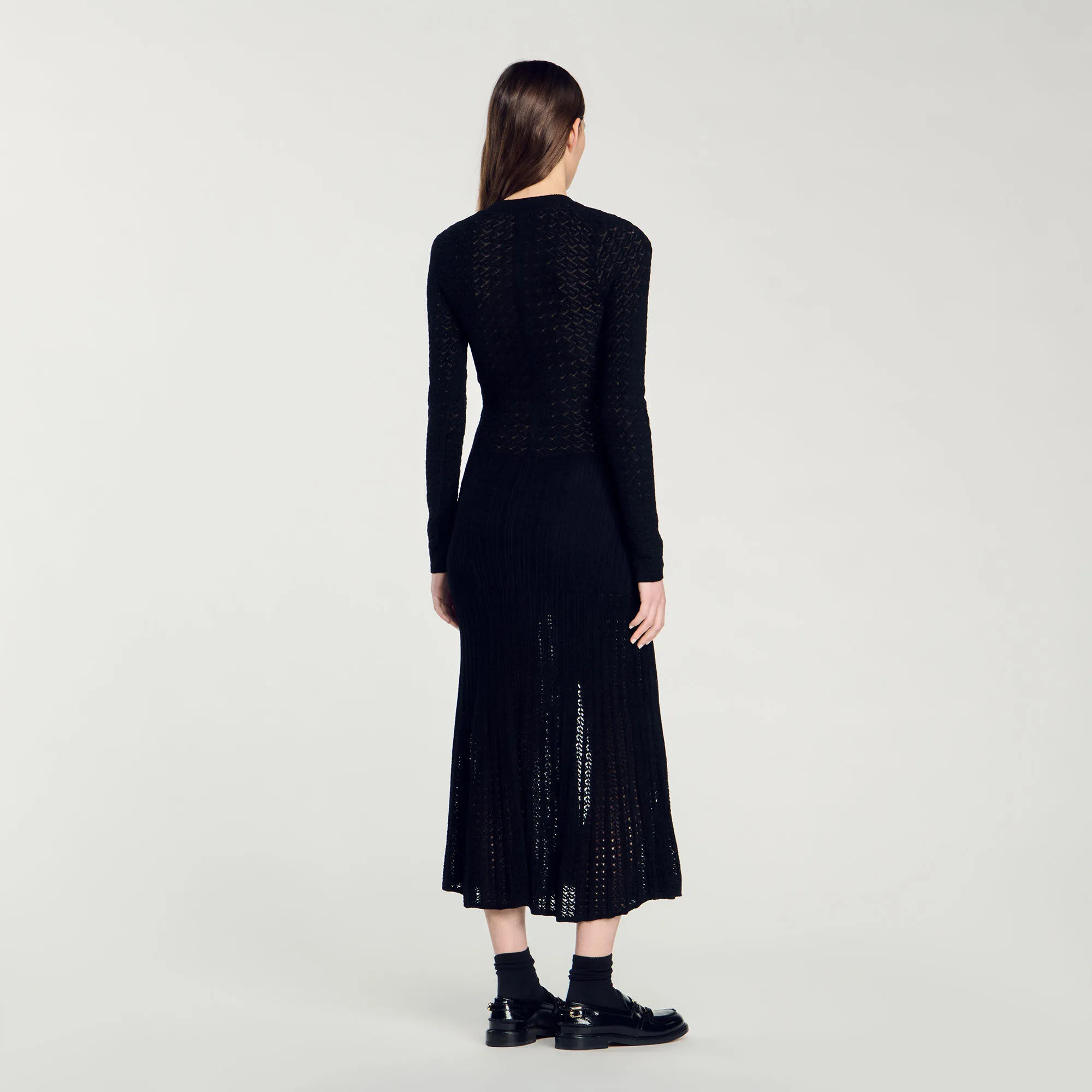 Langes Strickkleid in Velours-Optik
