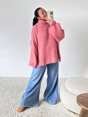 Oversize Pullover mit Rollkragen - FLAUSCHI - Berry