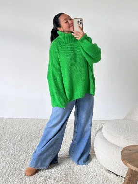 Oversize Pullover mit Rollkragen - FLAUSCHI - Grün