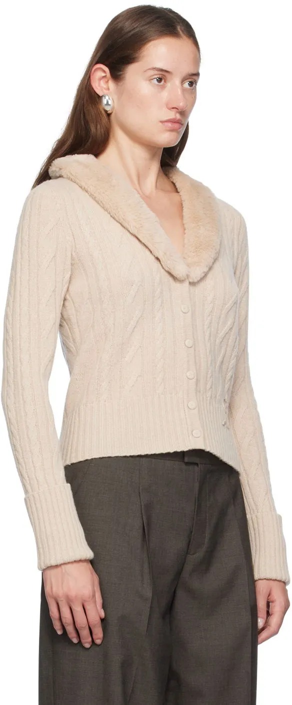 Pullover Blumarine Faux Fur Collar Cable Knit Cardigan A422M500A