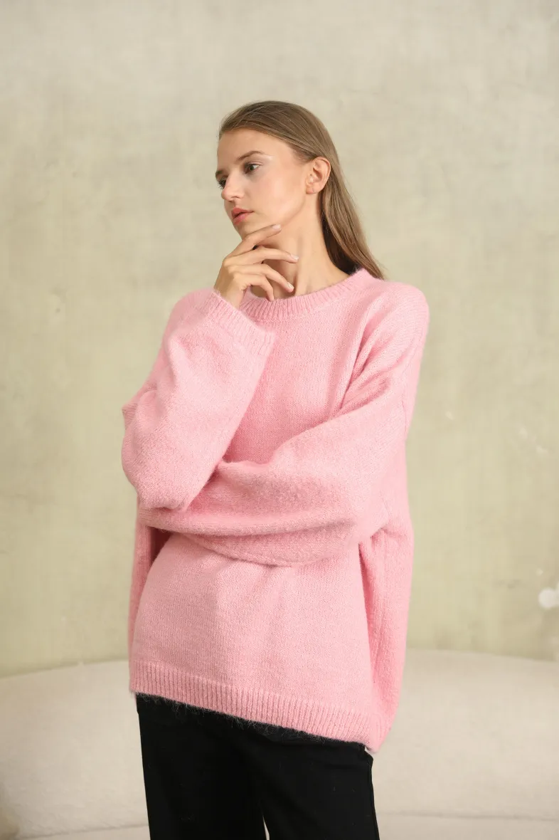 Schlichter, übergroßer Pullover mit Wolle