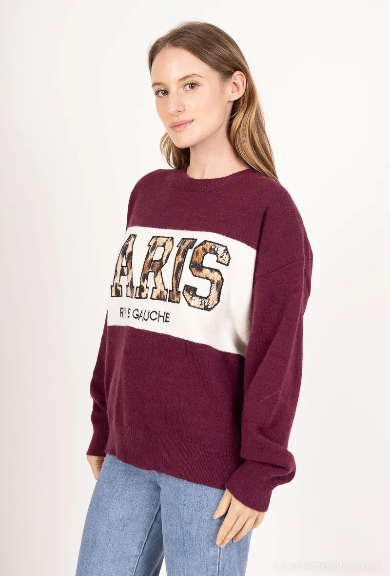 Zweifarbiger Pullover mit Leopardenmuster MANDIE